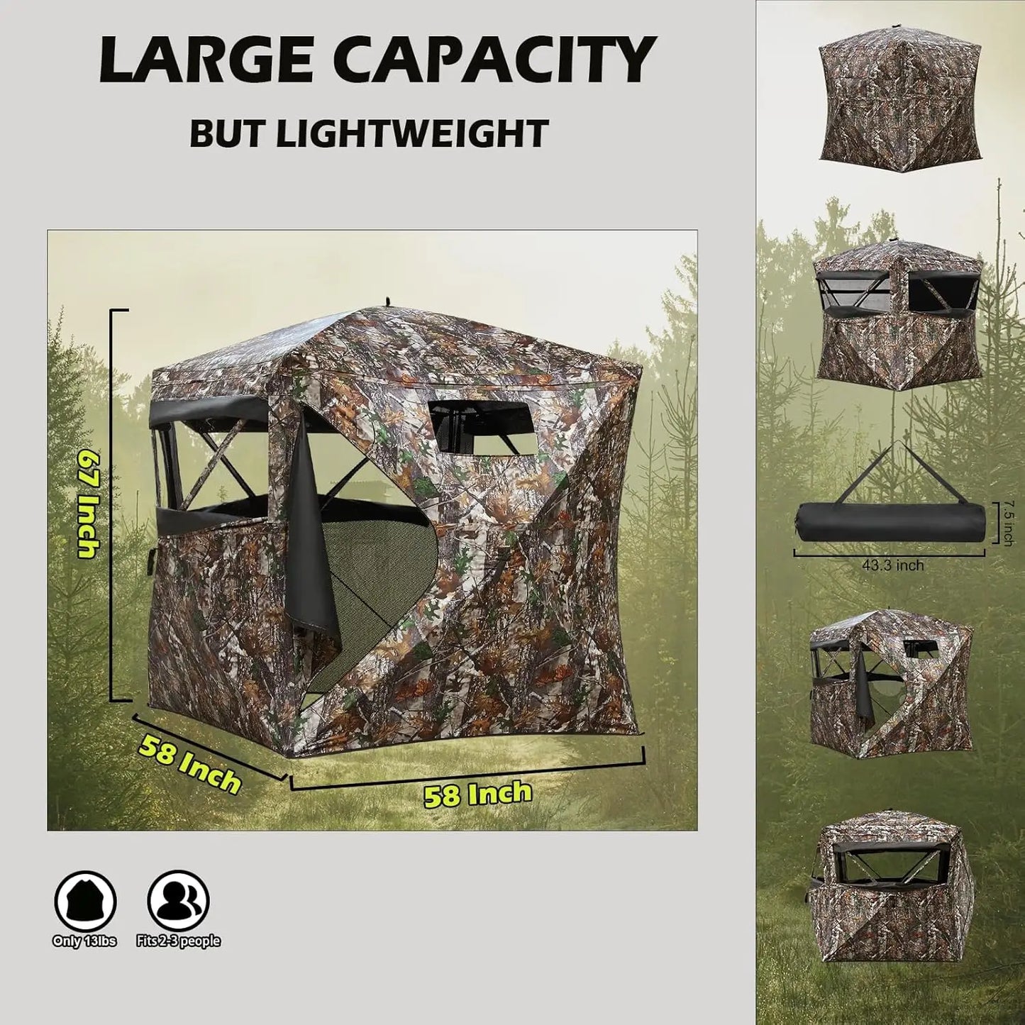 Hunting Blind 270 Degree See Through With Silent Door USA