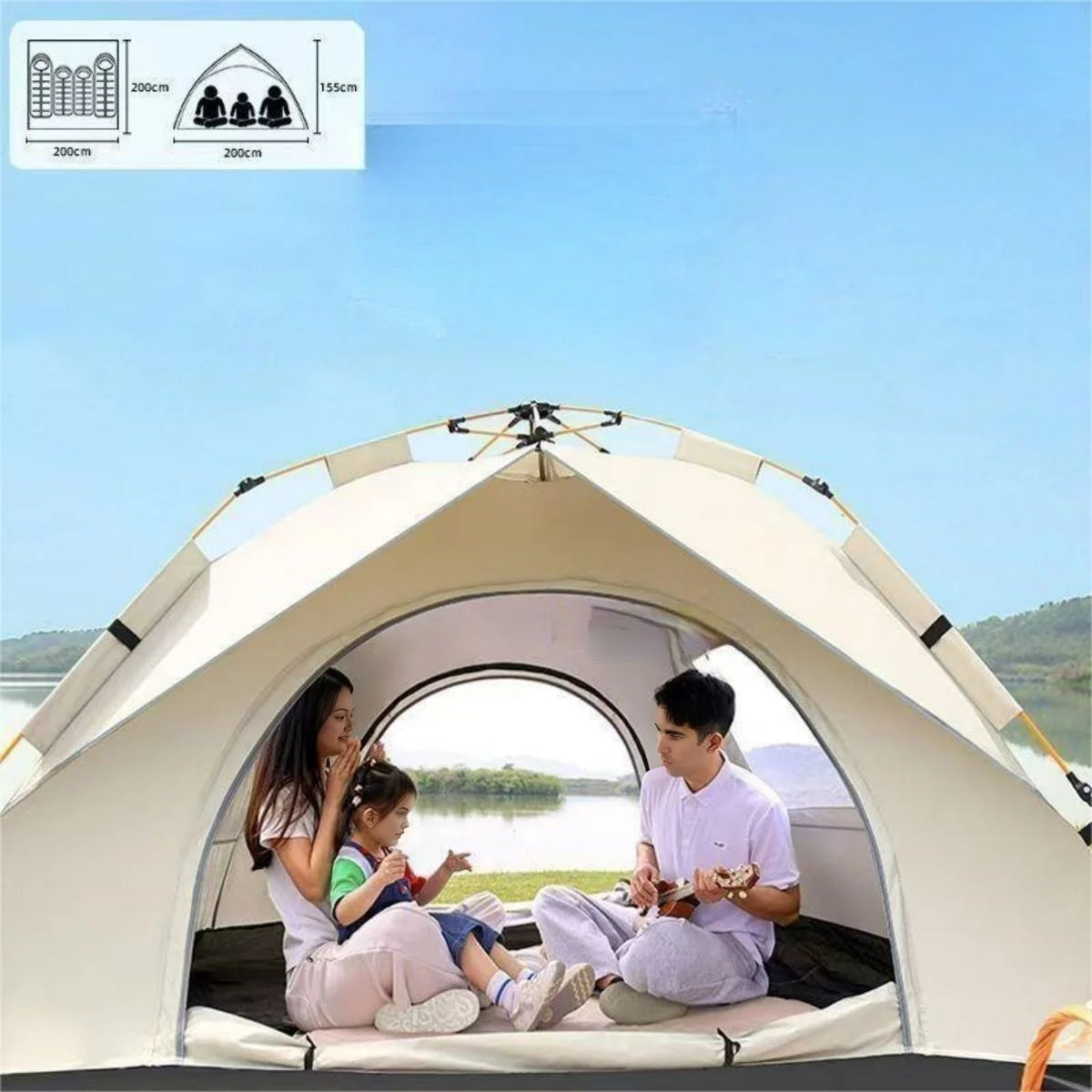 Automatic Quick-Opening Tent Two Doors and Windows Camping Tent