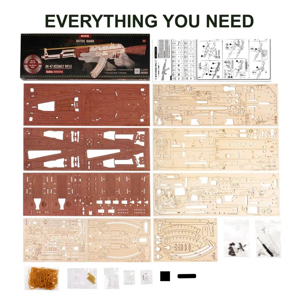 Robotime Rokr AK47 3D Wooden Gun Funny DIY Building Toy