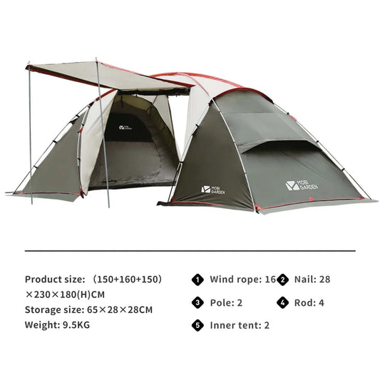 MOBI GARDEN Camping Tunnel Tent Windproof Rainproof Portable