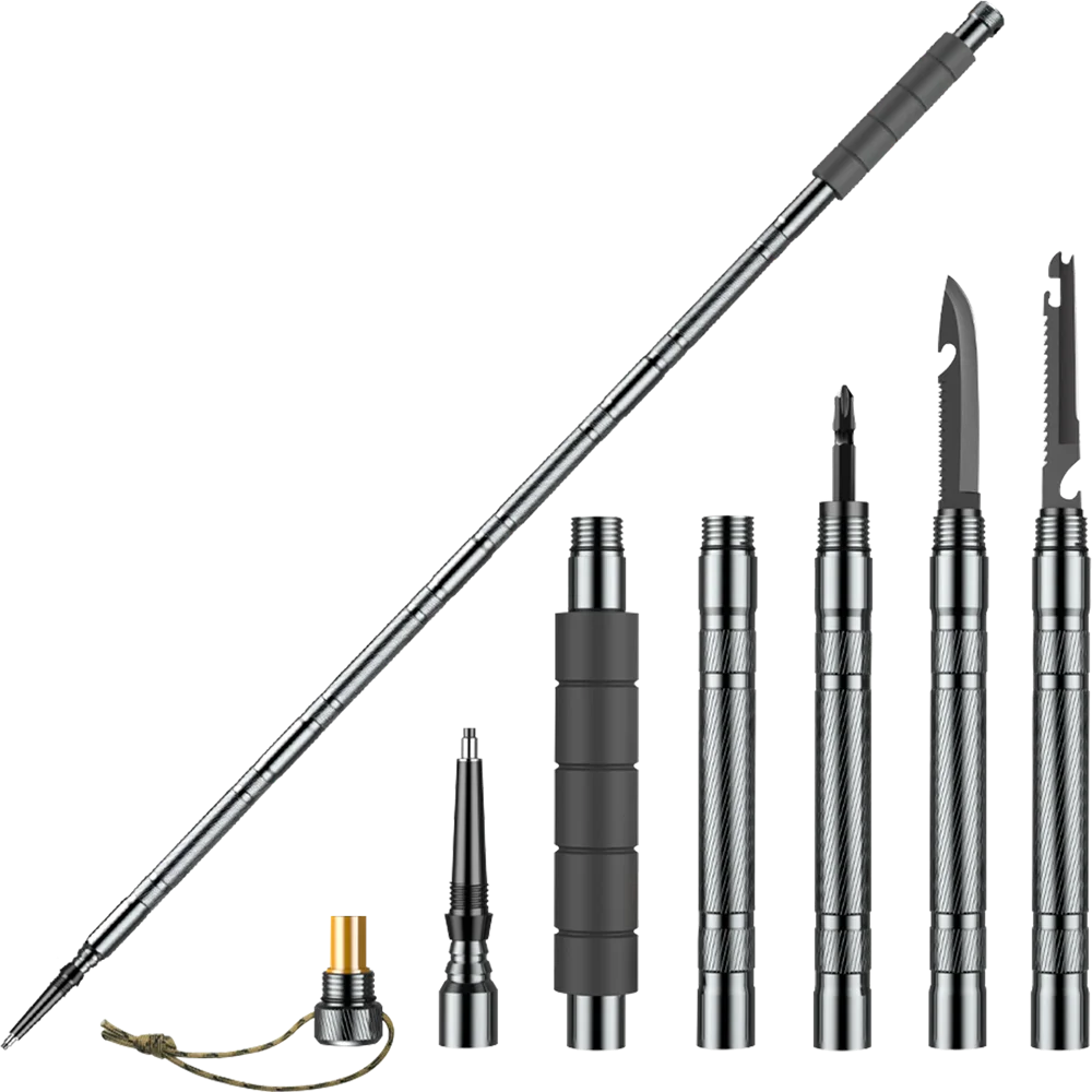 Multifunction Trekking Poles Mountaineering Collapsible Telescopic Sticks Lightweight Walking Hiking Stick Climbing Stick