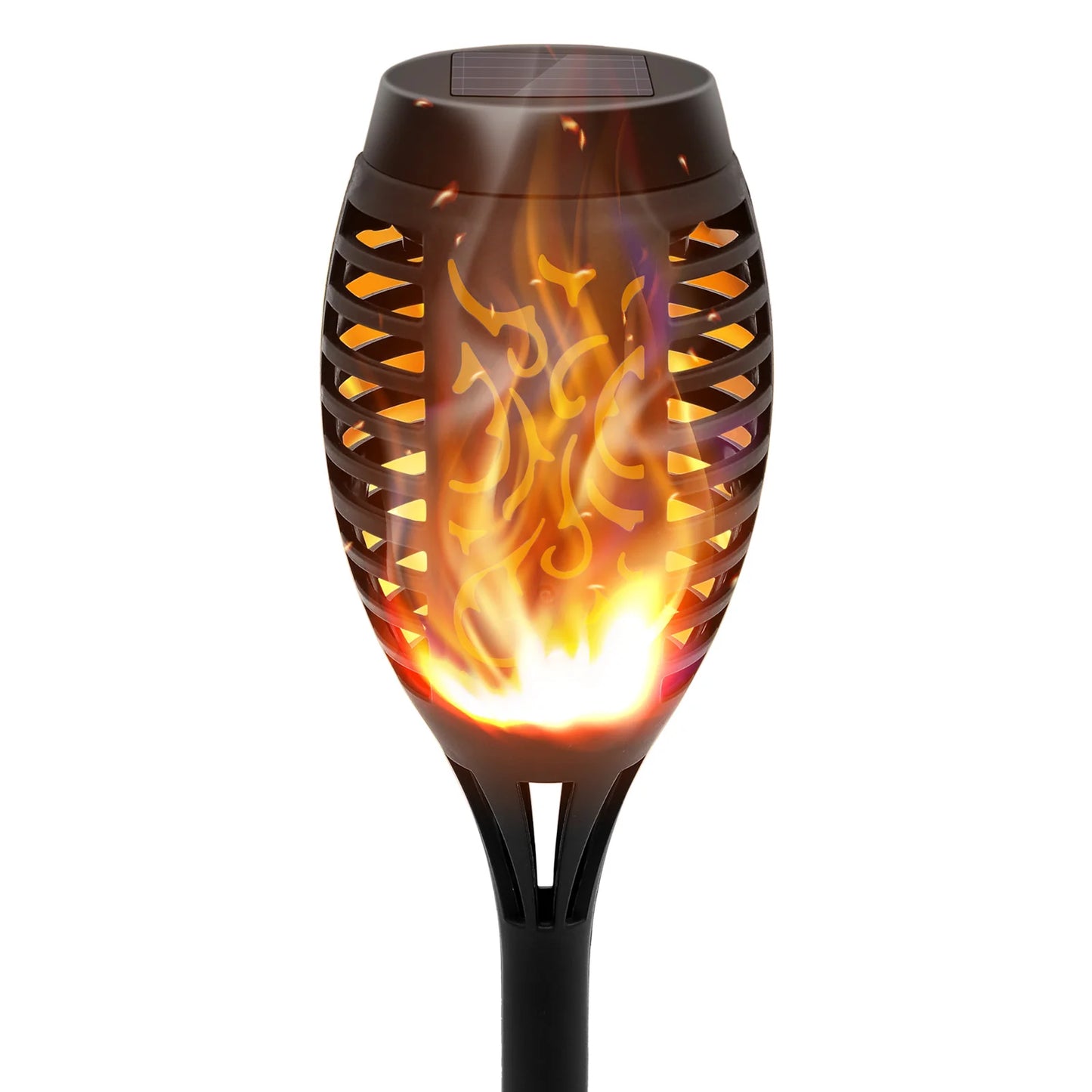 6 Pieces Solar Powered LED Flame Light Flickering Waterproof Garden Decoration Outdoor Lawn Path Patio Floor Lamp