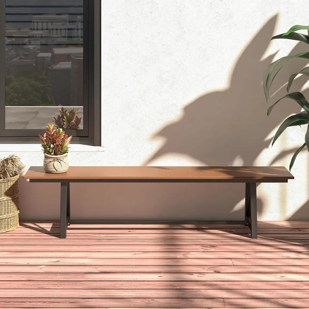 Outdoor Bench Set of 2 Garden Bench 72 Inch Long Metal Frame 1100 Pounds Capacity Weatherproof
