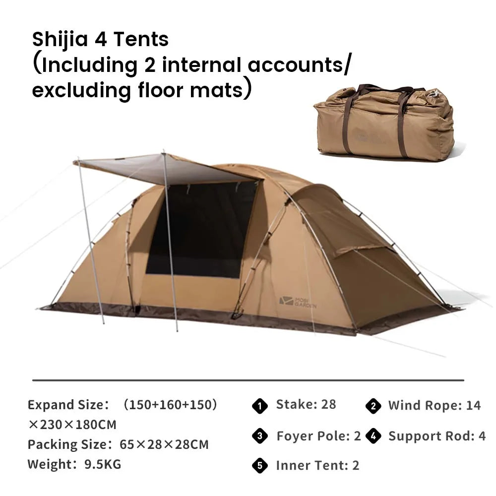 MOBI GARDEN Camping Tunnel Tent Windproof Rainproof Portable