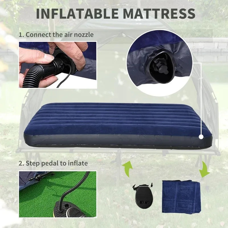 Outsunny 2 Person Foldable Camping Cot with Tent and Bedspread