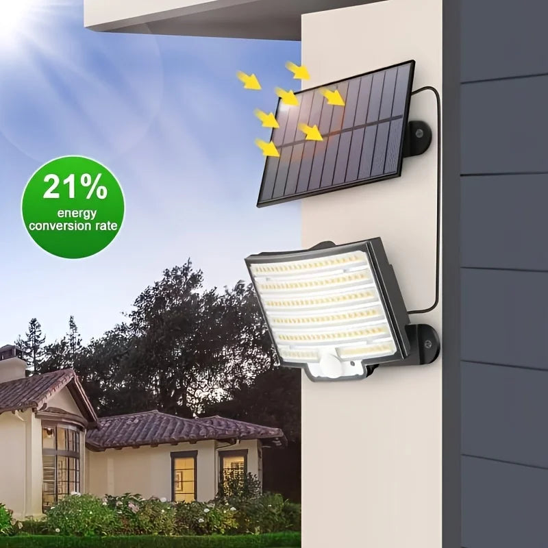 Solar Outdoor LED Motion Sensor Light with Remote Waterproof Security Flood Light for Patio Garage Porch and Yard