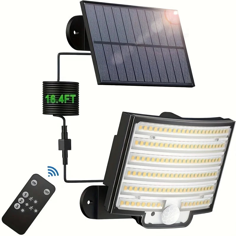 Solar Outdoor LED Motion Sensor Light with Remote Waterproof Security Flood Light for Patio Garage Porch and Yard