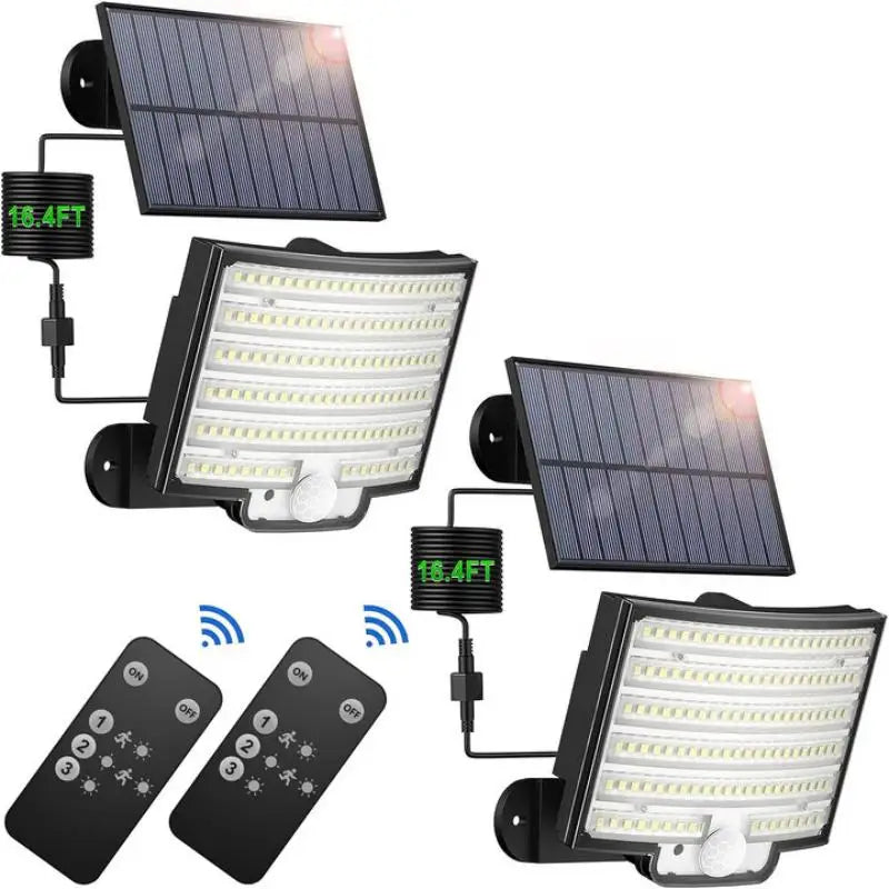 Solar Outdoor LED Motion Sensor Light with Remote Waterproof Security Flood Light for Patio Garage Porch and Yard