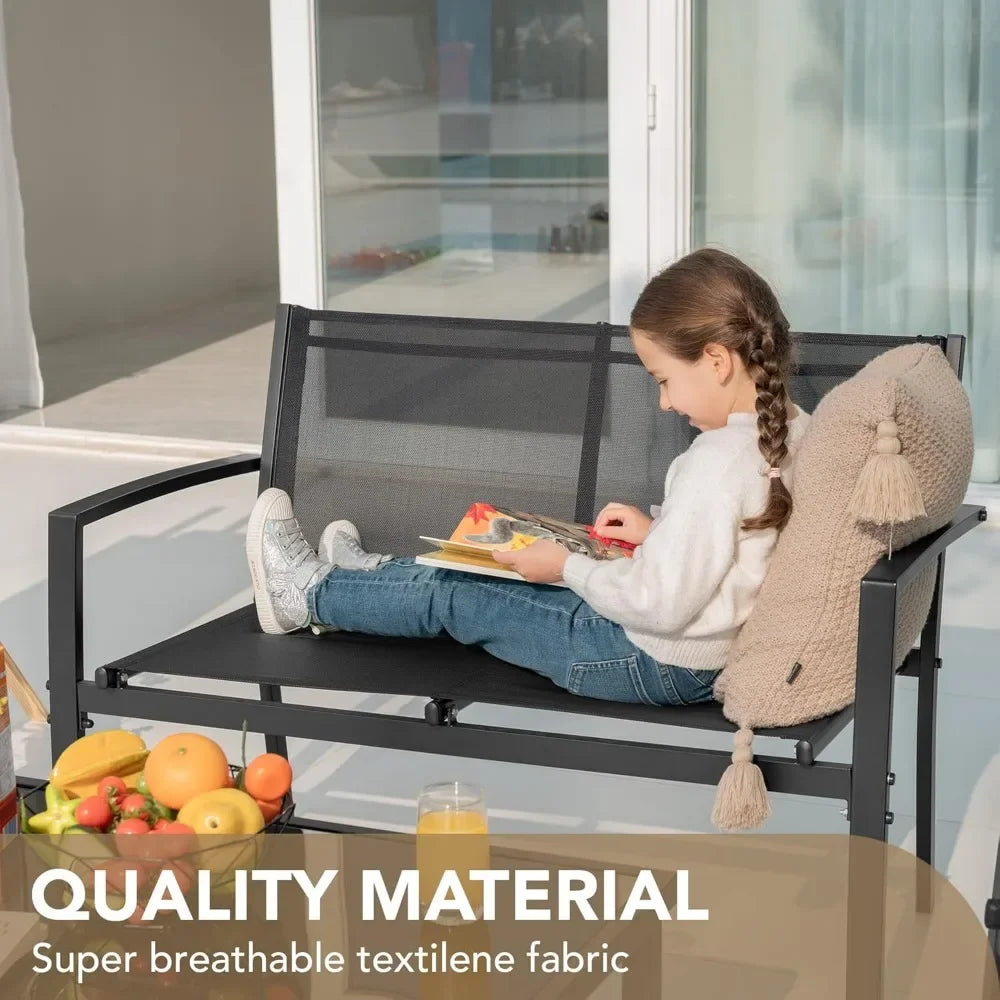 4 Pieces Patio Furniture Set Outdoor Garden Patio Conversation Sets Poolside Lawn Chairs with Glass Coffee Table