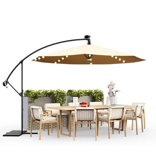 8.9x8.9ft 2-Tier Square Cantilever Patio Umbrella with LED