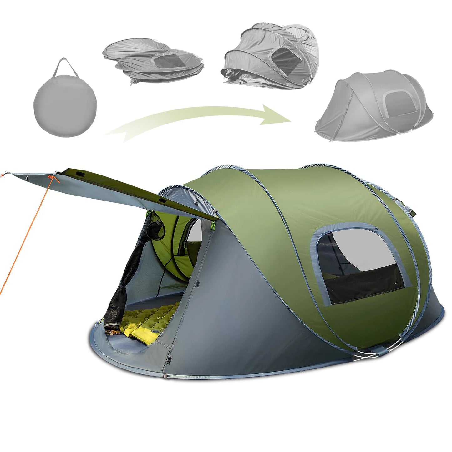 3-4 People Outdoor Throw Open Tent Automatic Pop Up Tents