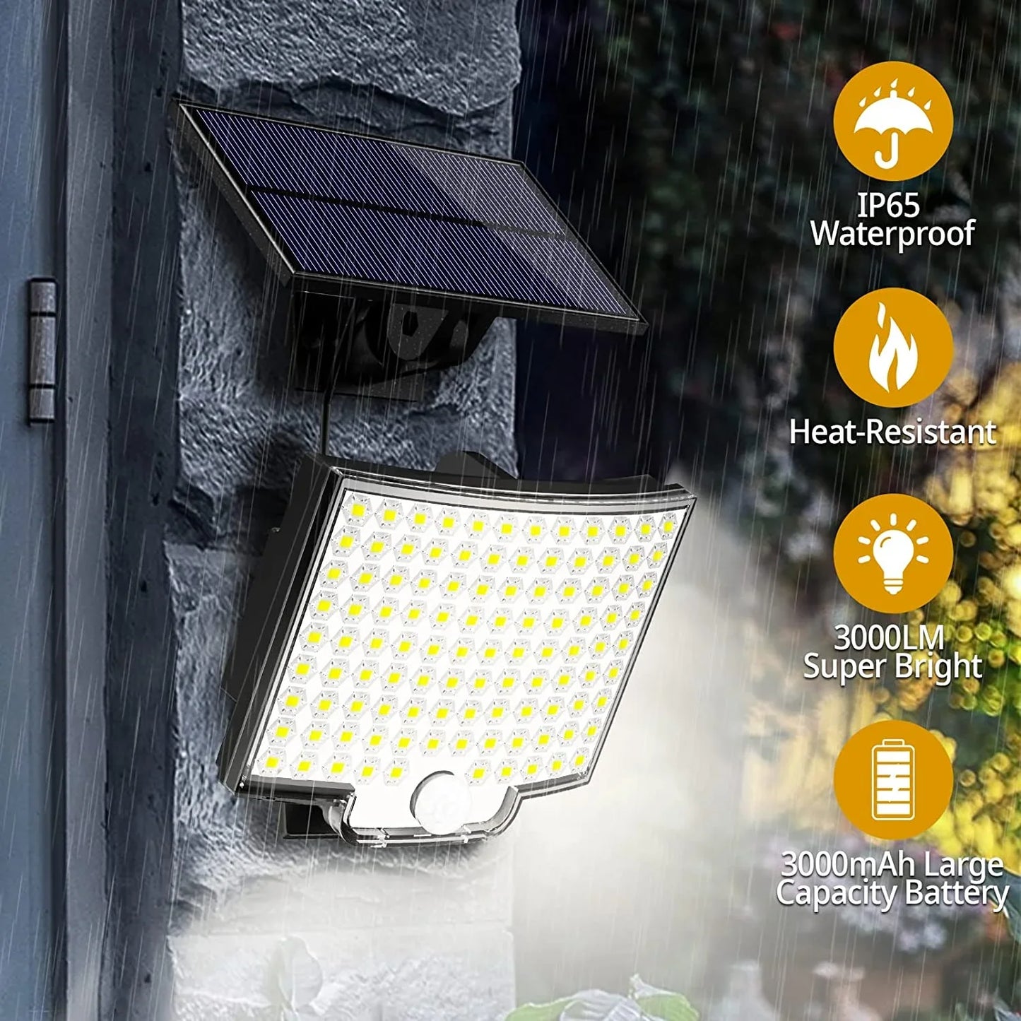 Solar Outdoor LED Motion Sensor Light with Remote Waterproof Security Flood Light for Patio Garage Porch and Yard