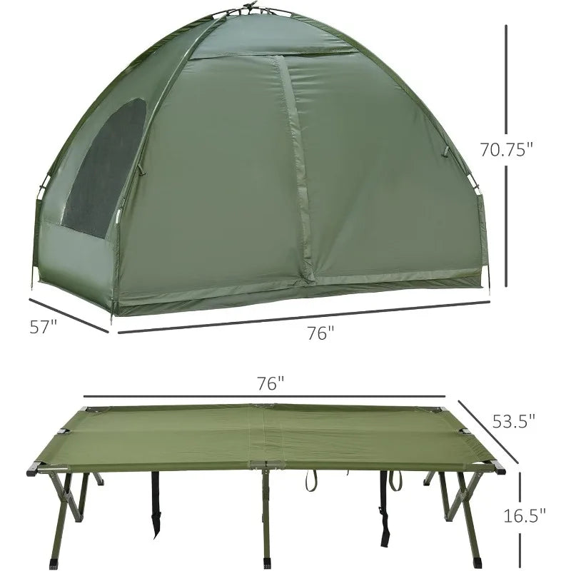Outsunny 2 Person Foldable Camping Cot with Tent and Bedspread